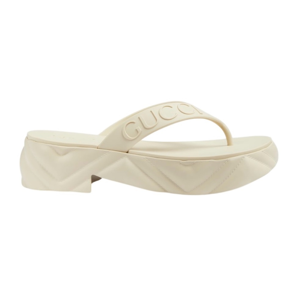 GUCCI THONG PLATFORM SANDAL IN WHITE